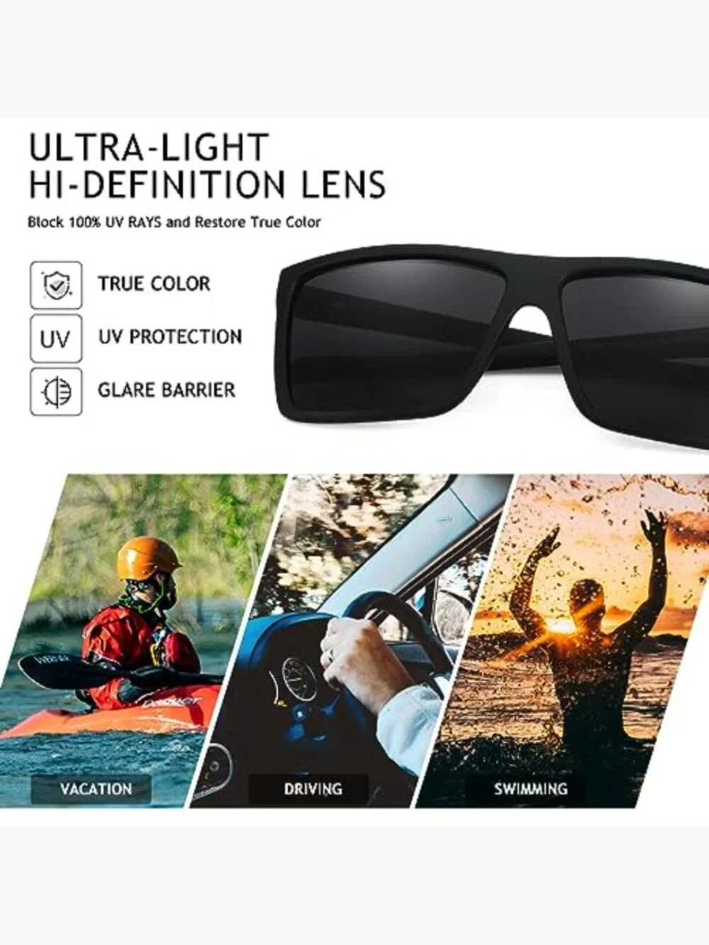 Men's Square Polarized Sunglasses UV Protection Driving